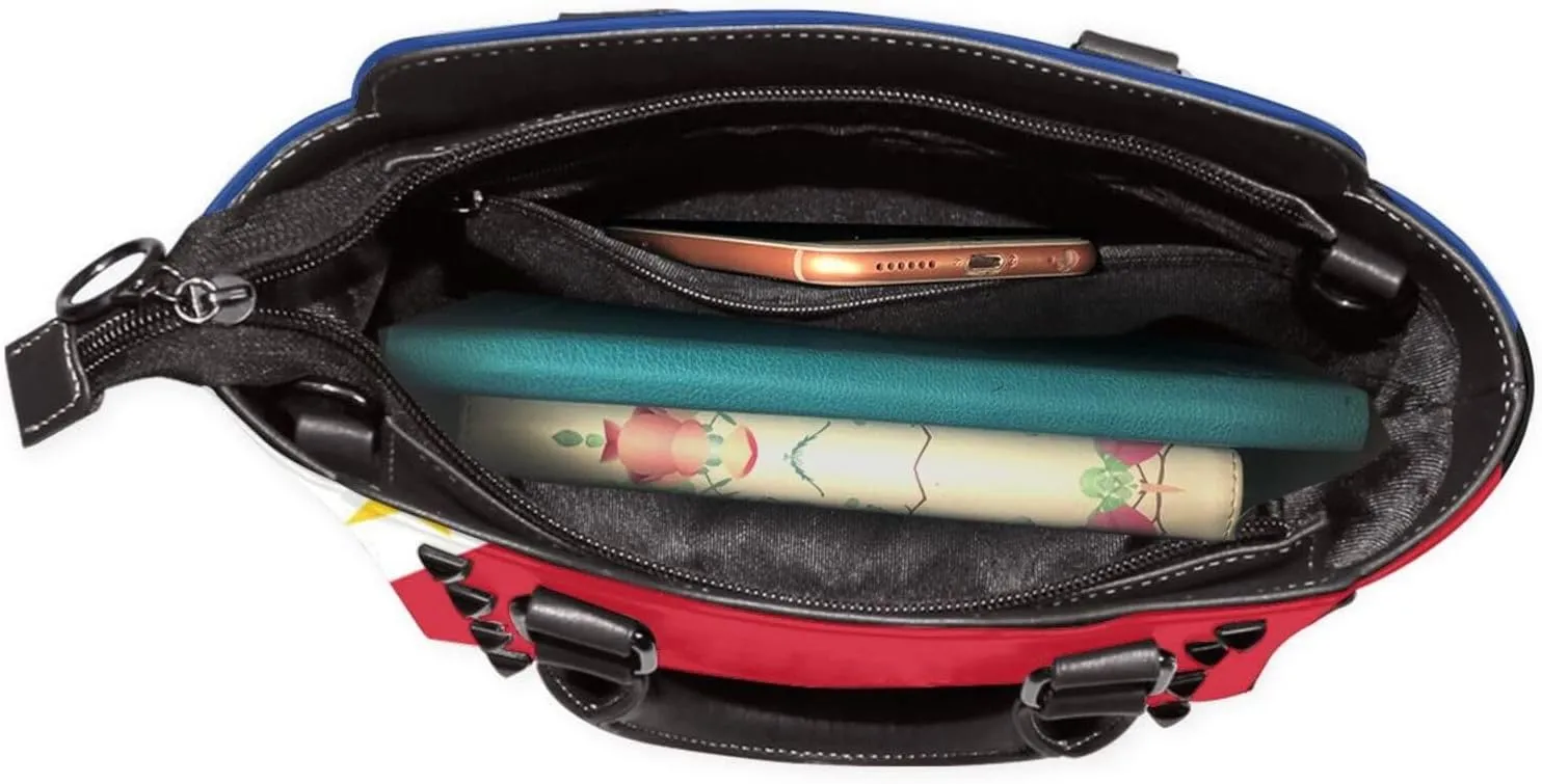 Fashion Rivet Handbag for Women Crossbody Purse Studded PU Leather Handle Bag