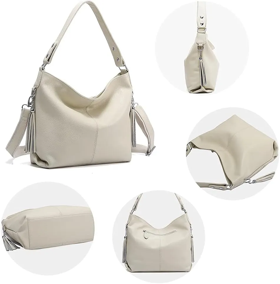 Fashion Soft Real Genuine Leather Tassel Women's Handbag Ladies Shoulder Tote Messenger Hobo Bag Satchel