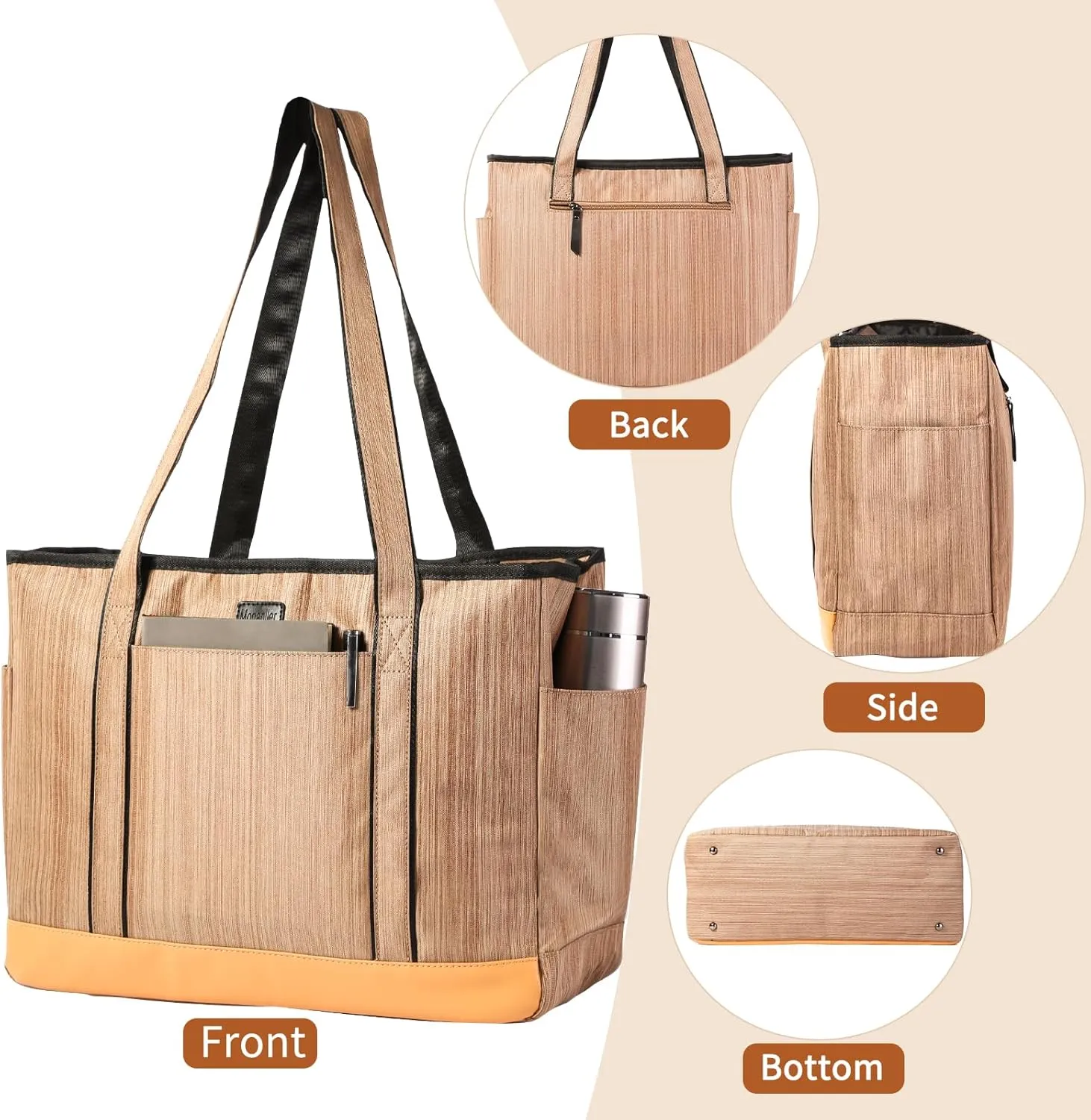 Fashion Teacher Tote Bag, Large Utility Work Bags with Laptop Compartment for Women & Men