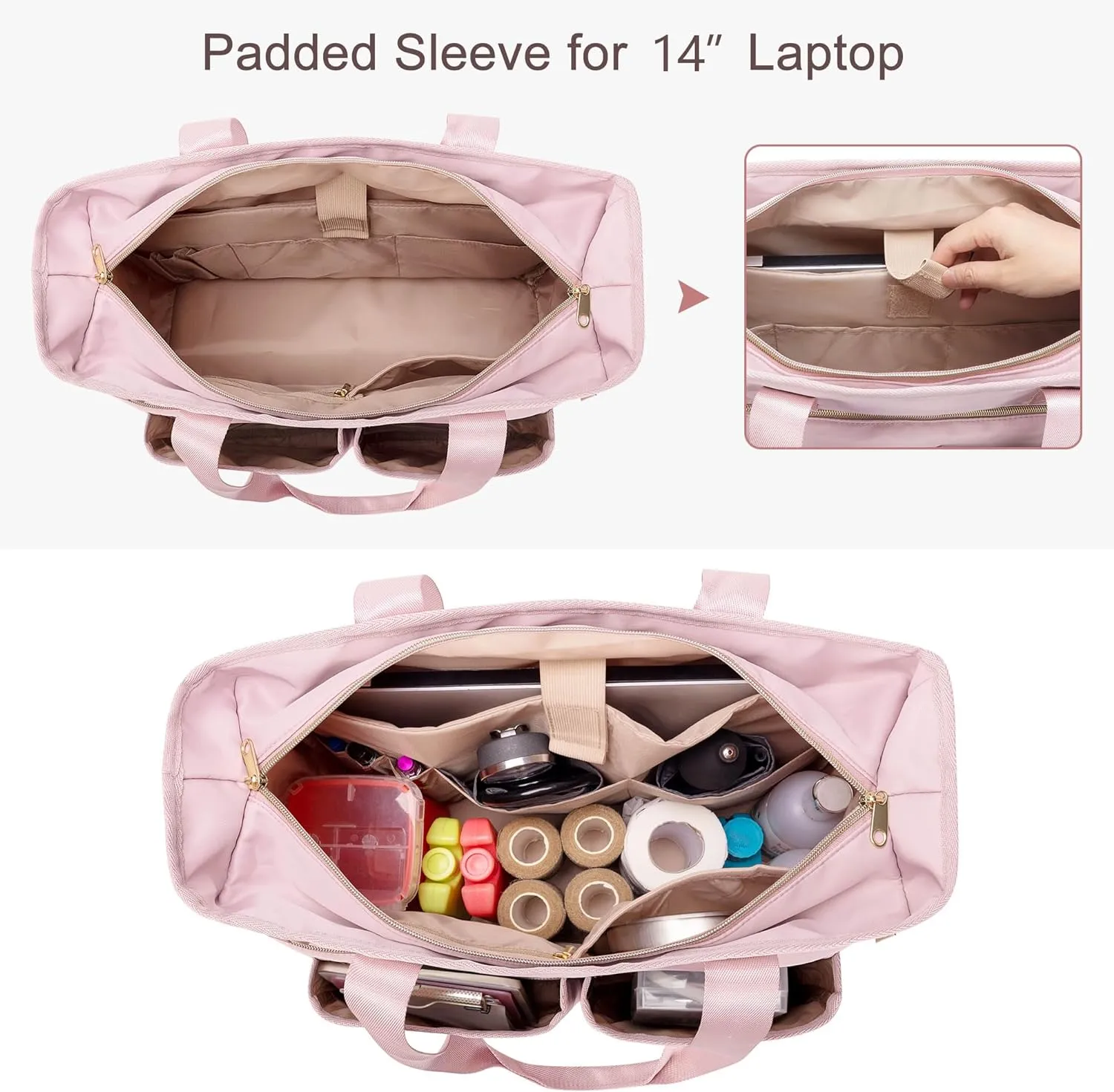 Fasrom Nurse Tote Bag for Work Nurses with Laptop Sleeve, Home Health Clinical Bag for Nursing Students and Medical Assistant, Pink (Patent Pending)