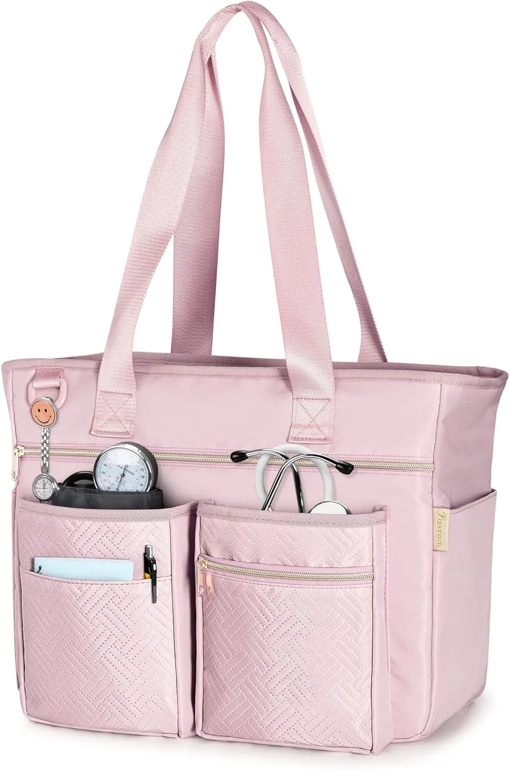 Fasrom Nurse Tote Bag for Work Nurses with Laptop Sleeve, Home Health Clinical Bag for Nursing Students and Medical Assistant, Pink (Patent Pending)