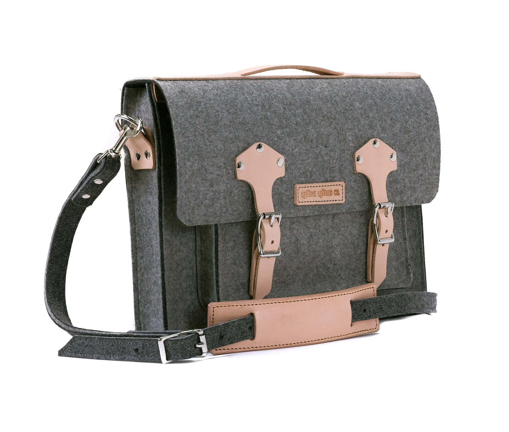 Felt & Leather Messenger Bag by Lifetime Leather Co