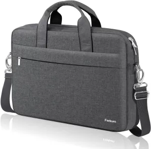 Ferkurn Laptop Bag Case for Women Men Computer Bag Compatible with HP Envy Omen/LG Gram/MSI/Dell XPS/Lenovo Thinkpad/ASUS/Acer, Shoulder Strap Carrying Messenger Briefcase, Grey, 15 15.6 Inch