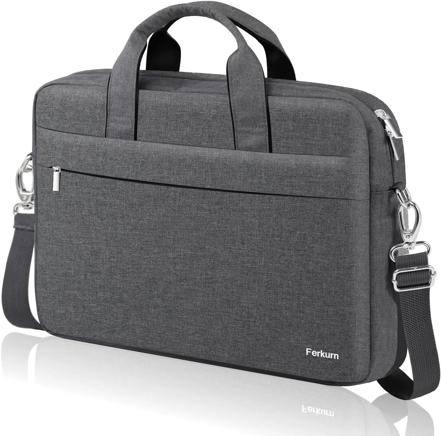 Ferkurn Laptop Bag Case for Women Men Computer Bag Compatible with HP Envy Omen/LG Gram/MSI/Dell XPS/Lenovo Thinkpad/ASUS/Acer, Shoulder Strap Carrying Messenger Briefcase, Grey, 15 15.6 Inch