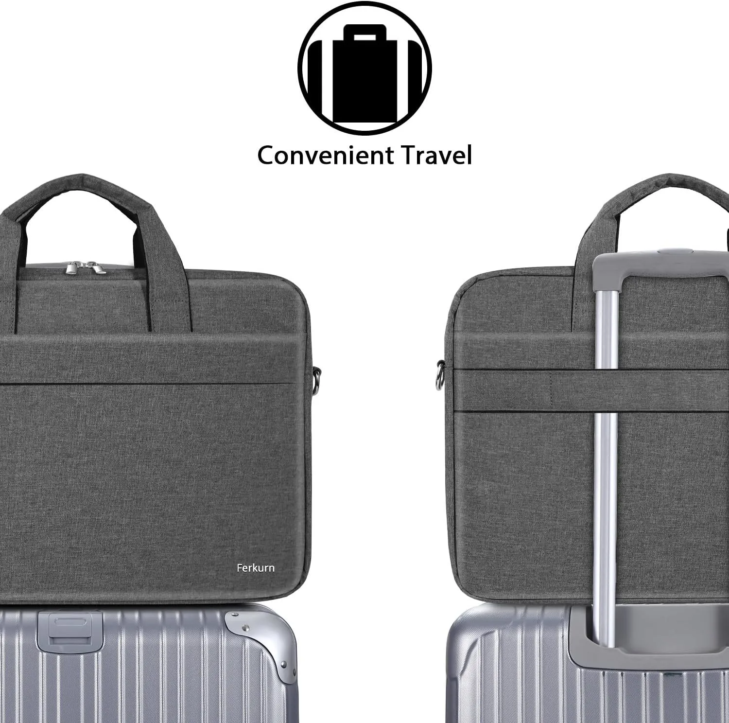 Ferkurn Laptop Bag Case for Women Men Computer Bag Compatible with HP Envy Omen/LG Gram/MSI/Dell XPS/Lenovo Thinkpad/ASUS/Acer, Shoulder Strap Carrying Messenger Briefcase, Grey, 15 15.6 Inch