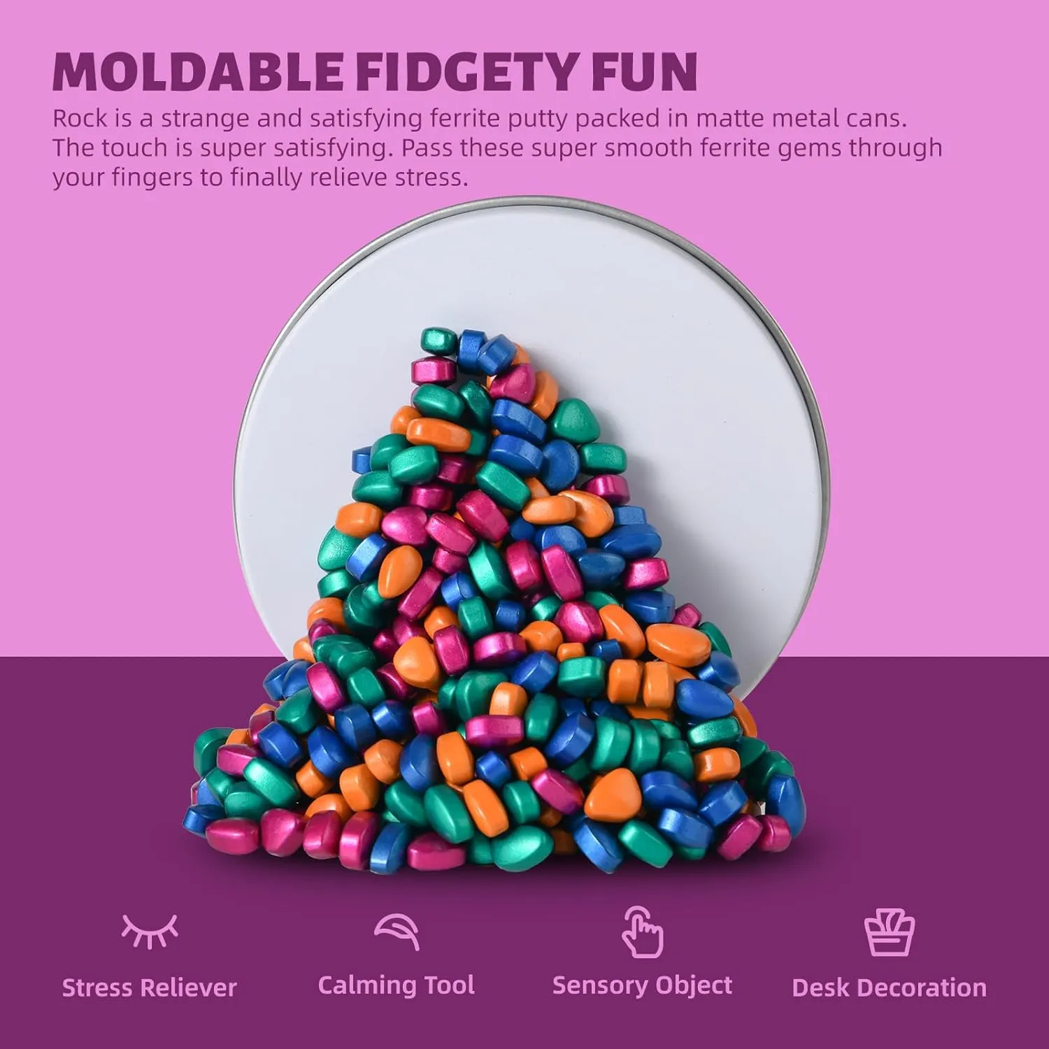 Ferrite Putty,Fidget Toys Adults|Sensory Stones,300 Multicolour Smooth Ferrite Rock,Executive Desk Toy|Stress Relief Sensory Toy|Fidgets Toys|Adults Gifts, Holiday Stocking Stuffer