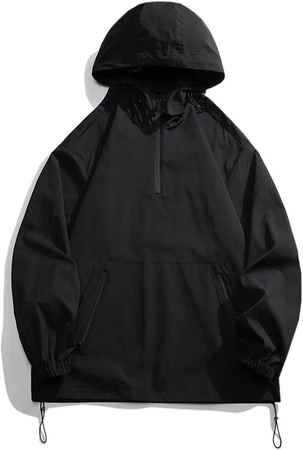 Finelylove Mens Pullover Rain Jacket with Hood Lightweight Waterproof Windbreaker Active Performance Soft Shell Jacket