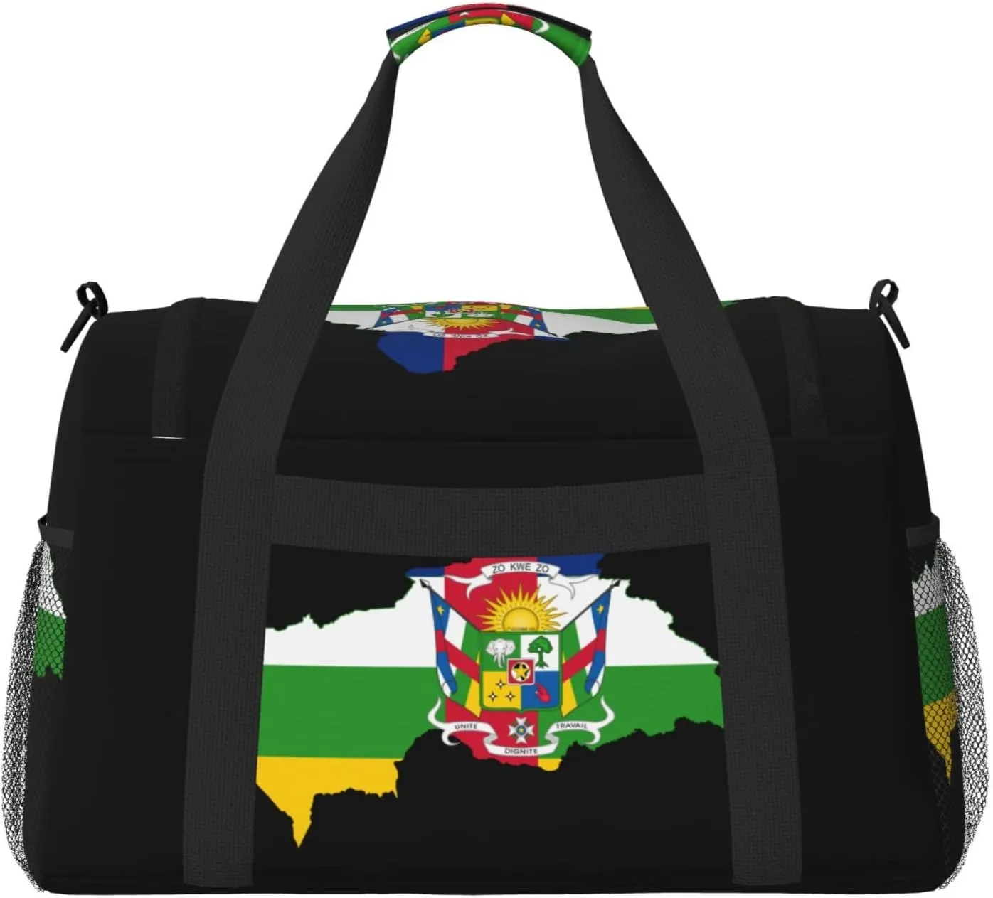 Flag Map Of Central African Travel Duffel Bag Large Foldable Waterproof Overnight Bag For Beach Swim Bags Pool Sports Gym