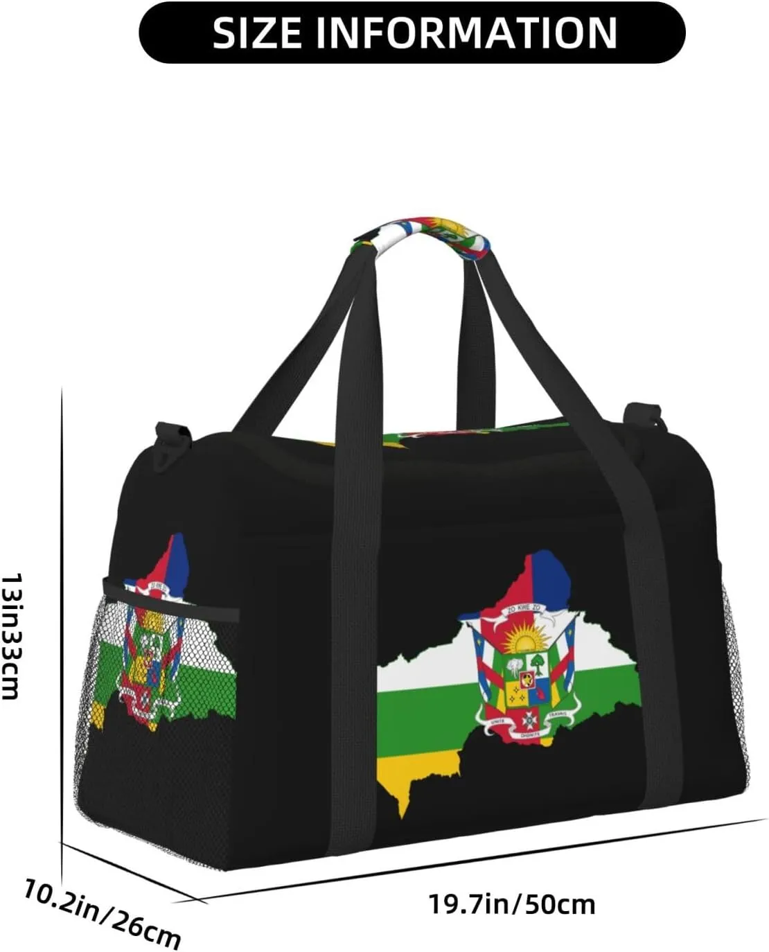 Flag Map Of Central African Travel Duffel Bag Large Foldable Waterproof Overnight Bag For Beach Swim Bags Pool Sports Gym