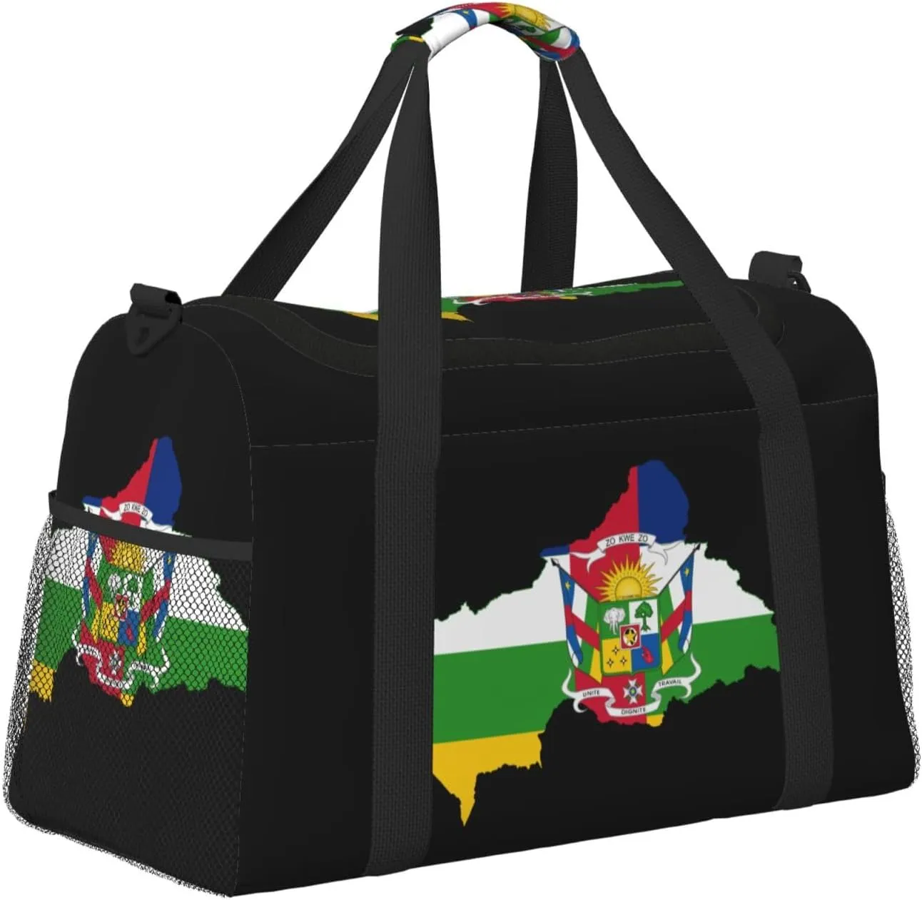 Flag Map Of Central African Travel Duffel Bag Large Foldable Waterproof Overnight Bag For Beach Swim Bags Pool Sports Gym
