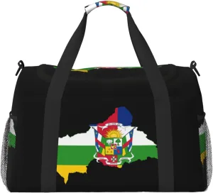 Flag Map Of Central African Travel Duffel Bag Large Foldable Waterproof Overnight Bag For Beach Swim Bags Pool Sports Gym