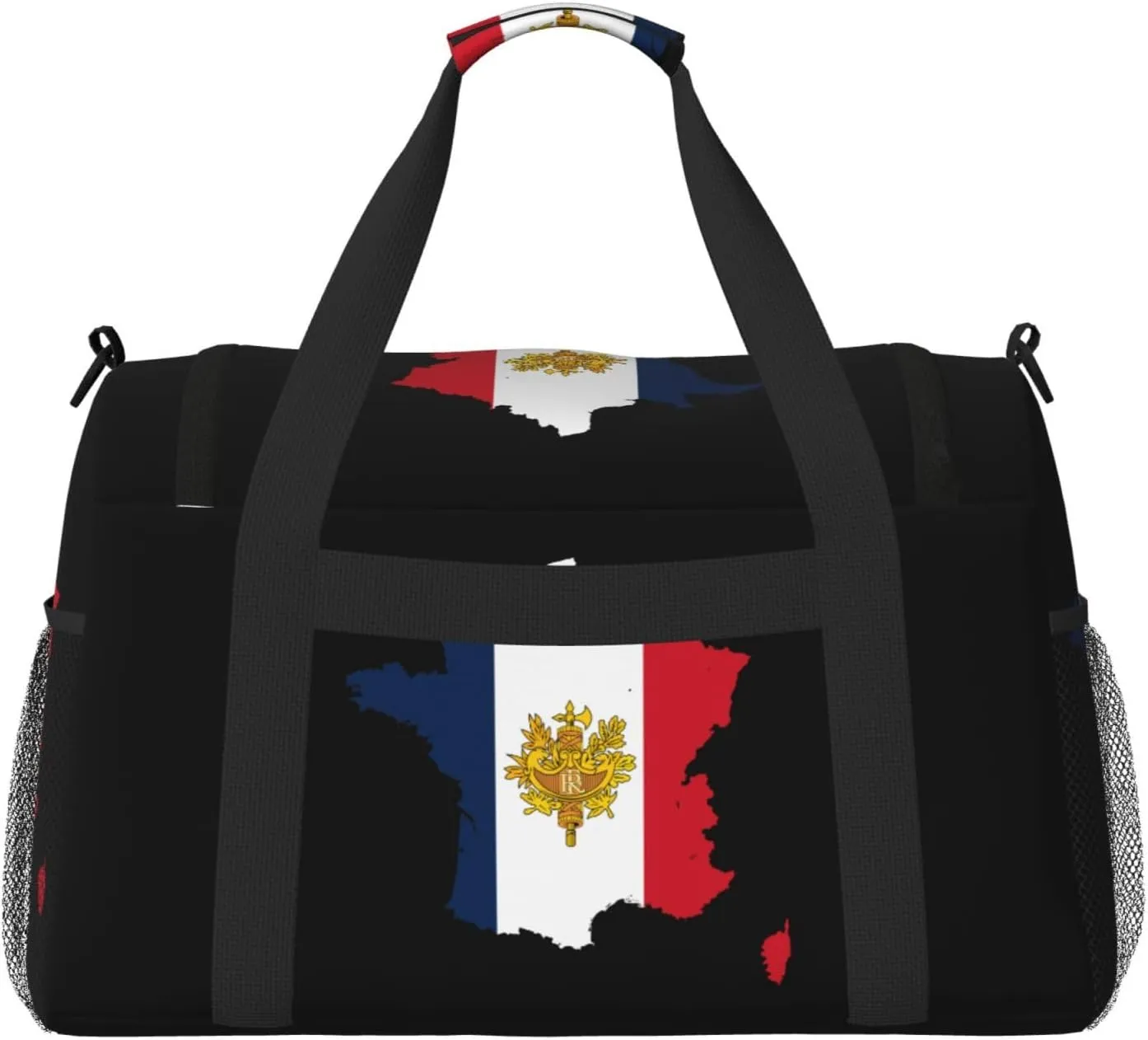 Flag Map Of France Travel Duffel Bag Large Foldable Waterproof Overnight Bag For Beach Swim Bags Pool Sports Gym