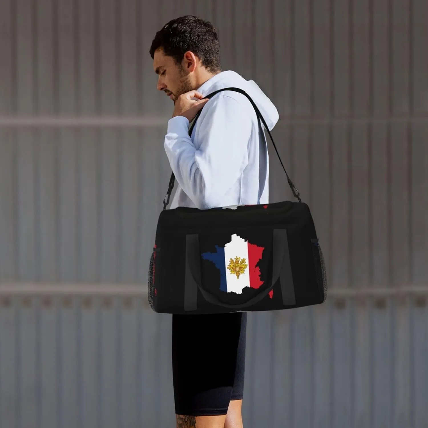 Flag Map Of France Travel Duffel Bag Large Foldable Waterproof Overnight Bag For Beach Swim Bags Pool Sports Gym