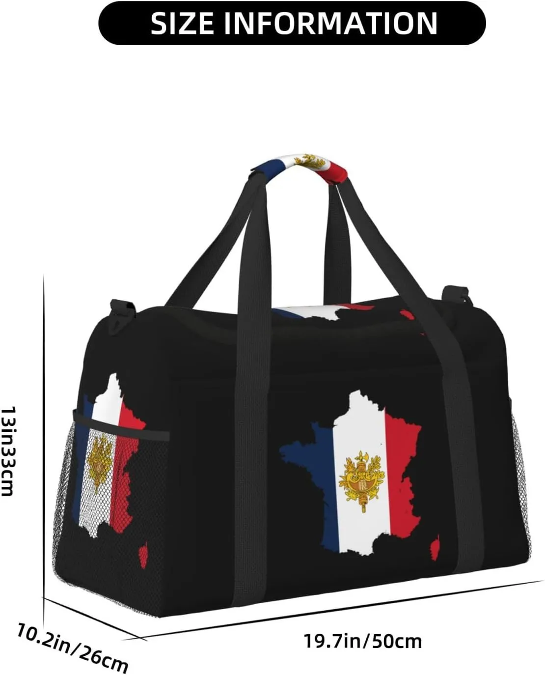 Flag Map Of France Travel Duffel Bag Large Foldable Waterproof Overnight Bag For Beach Swim Bags Pool Sports Gym