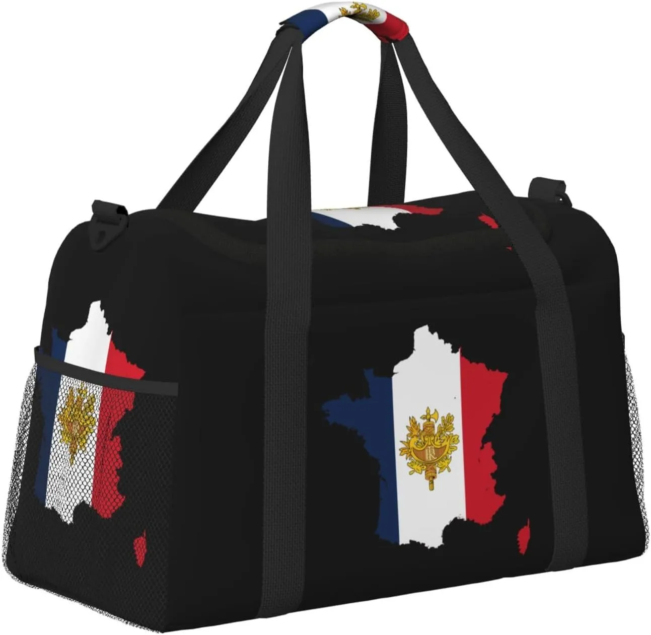 Flag Map Of France Travel Duffel Bag Large Foldable Waterproof Overnight Bag For Beach Swim Bags Pool Sports Gym