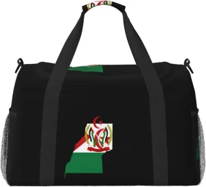 Flag Map Of Saharan Travel Duffel Bag Large Foldable Waterproof Overnight Bag For Beach Swim Bags Pool Sports Gym