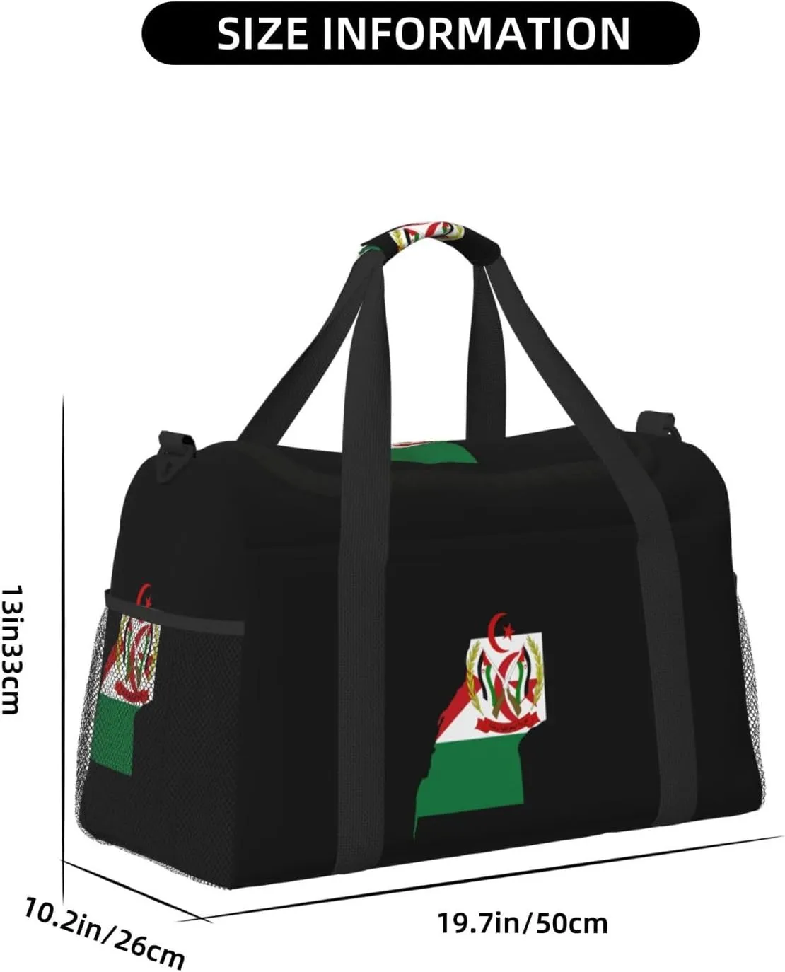 Flag Map Of Saharan Travel Duffel Bag Large Foldable Waterproof Overnight Bag For Beach Swim Bags Pool Sports Gym