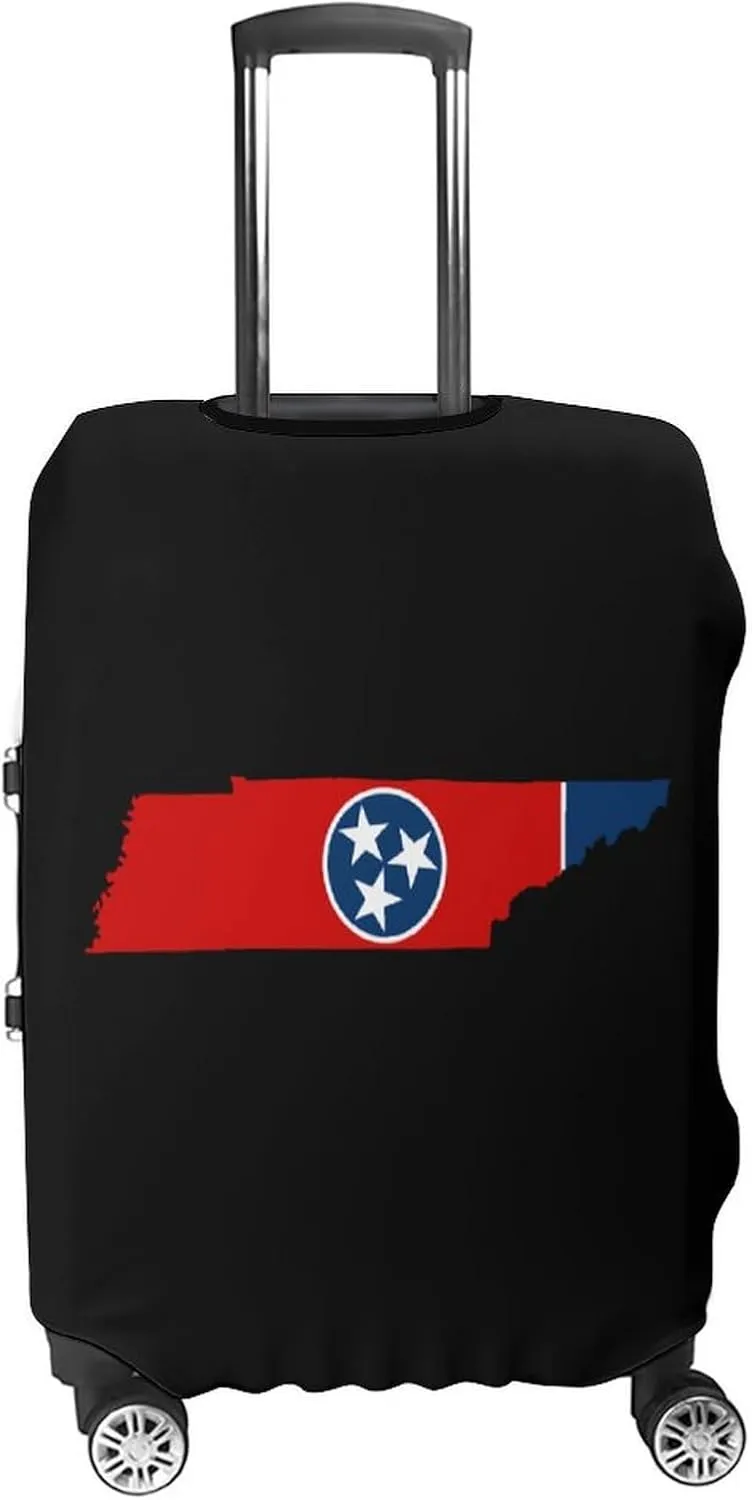 Flag Map of Tennessee Funny Luggage Case Cover Travel Suitcase Covers for Business Holiday Fit 19-32 Inch Luggage S
