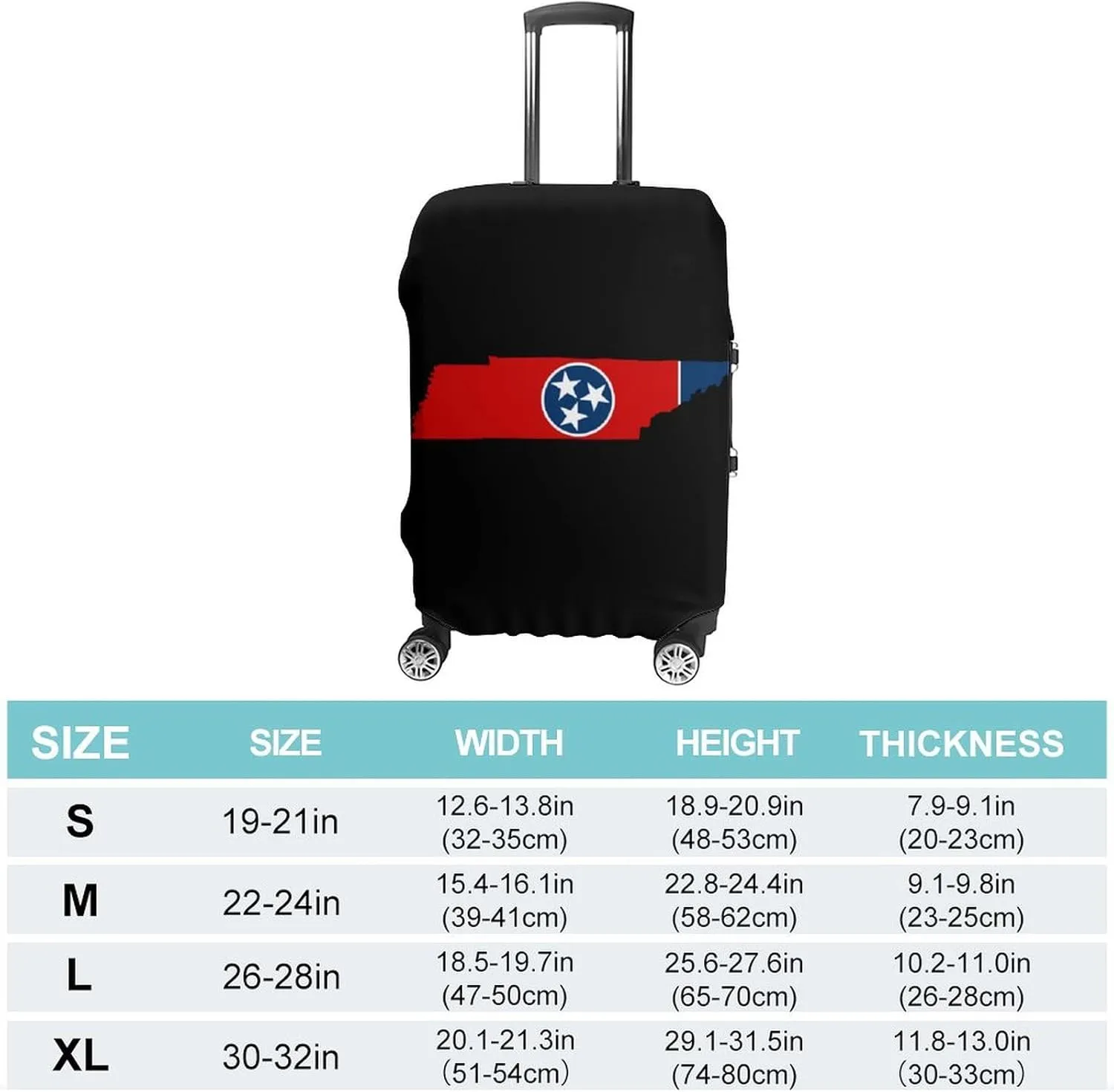 Flag Map of Tennessee Funny Luggage Case Cover Travel Suitcase Covers for Business Holiday Fit 19-32 Inch Luggage S