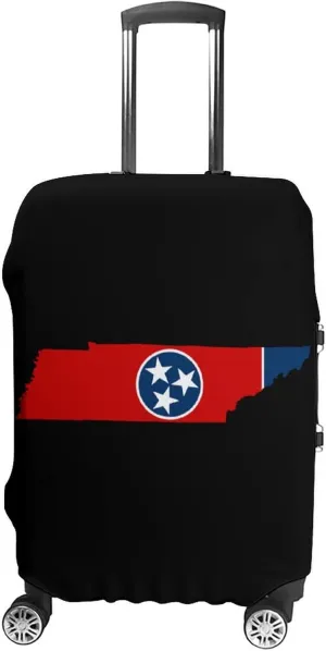 Flag Map of Tennessee Funny Luggage Case Cover Travel Suitcase Covers for Business Holiday Fit 19-32 Inch Luggage S