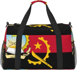 Flag Of Angola Travel Duffel Bag Large Foldable Waterproof Overnight Bag For Beach Swim Bags Pool Sports Gym