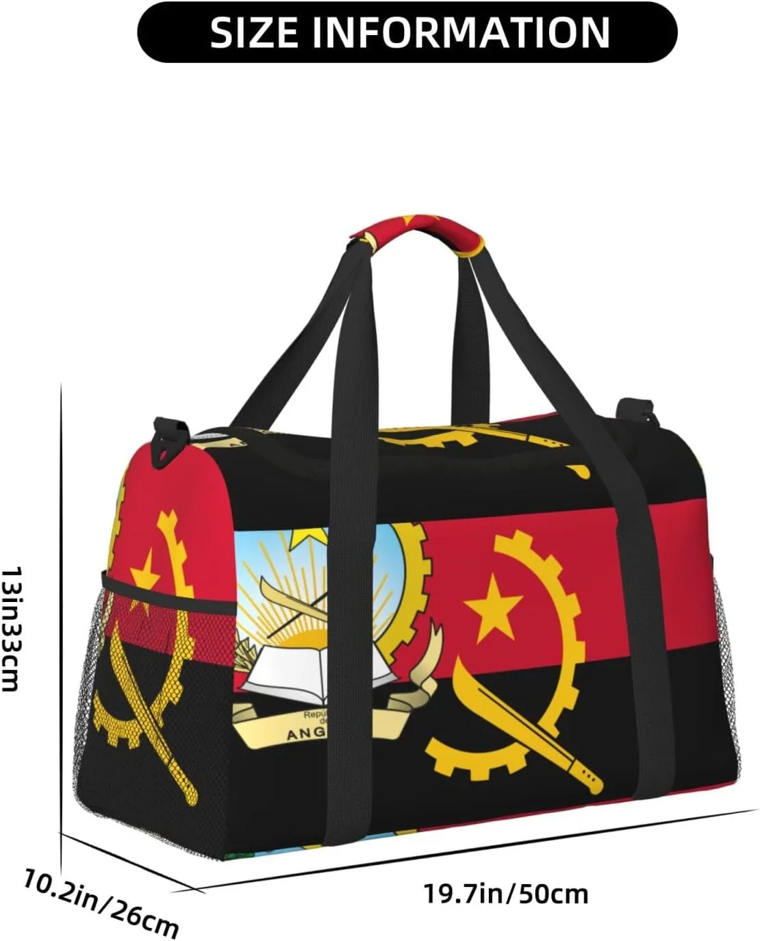 Flag Of Angola Travel Duffel Bag Large Foldable Waterproof Overnight Bag For Beach Swim Bags Pool Sports Gym