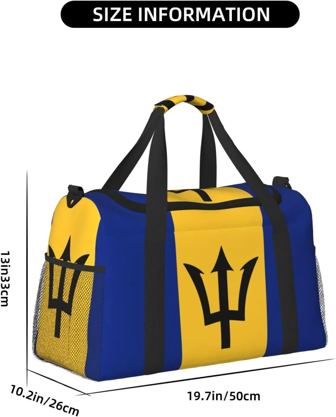 Flag Of Barbados Travel Duffel Bag Large Foldable Waterproof Overnight Bag For Beach Swim Bags Pool Sports Gym