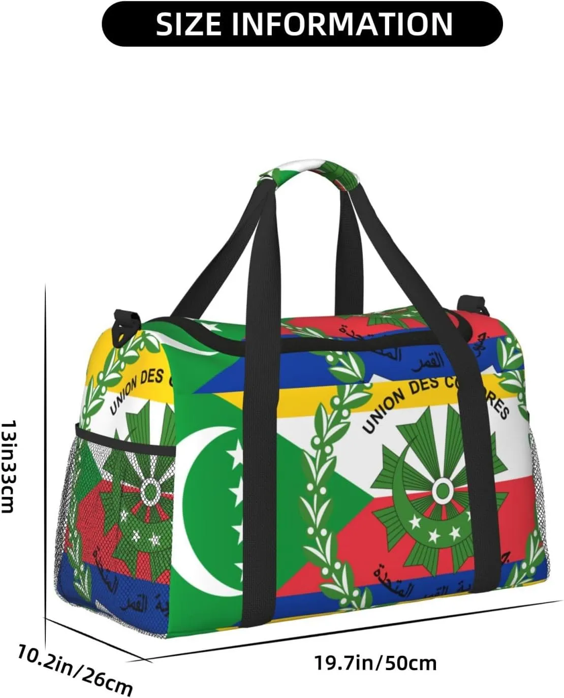 Flag Of Comoros Travel Duffel Bag Large Foldable Waterproof Overnight Bag For Beach Swim Bags Pool Sports Gym
