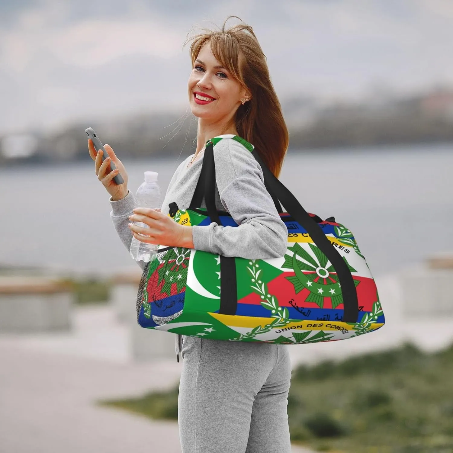 Flag Of Comoros Travel Duffel Bag Large Foldable Waterproof Overnight Bag For Beach Swim Bags Pool Sports Gym
