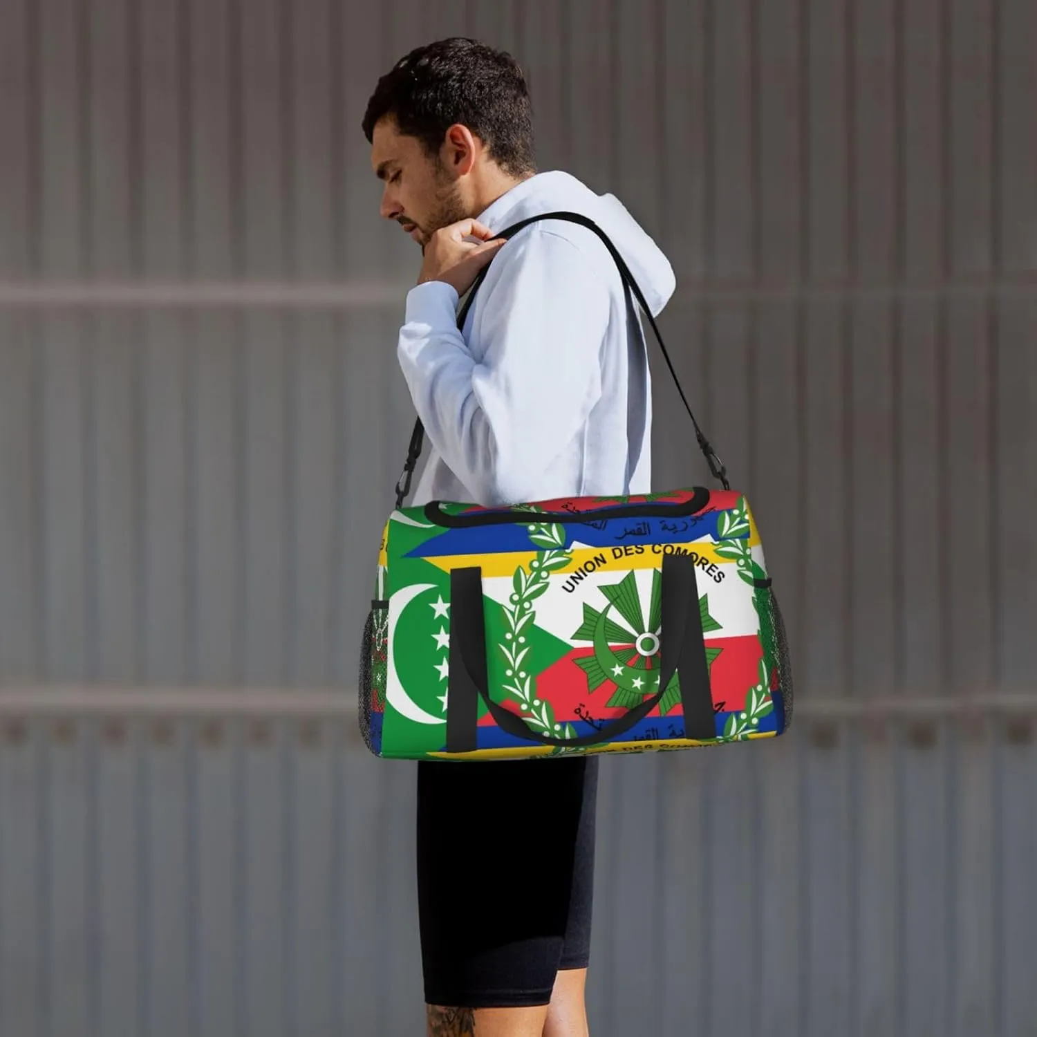 Flag Of Comoros Travel Duffel Bag Large Foldable Waterproof Overnight Bag For Beach Swim Bags Pool Sports Gym