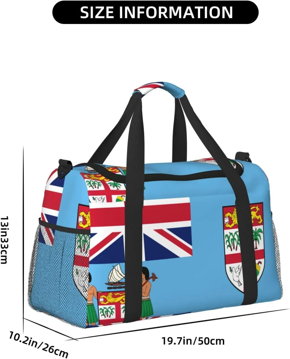Flag Of Fiji Travel Duffel Bag Large Foldable Waterproof Overnight Bag For Beach Swim Bags Pool Sports Gym