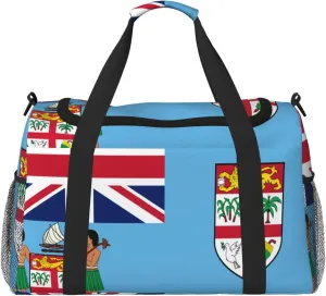 Flag Of Fiji Travel Duffel Bag Large Foldable Waterproof Overnight Bag For Beach Swim Bags Pool Sports Gym
