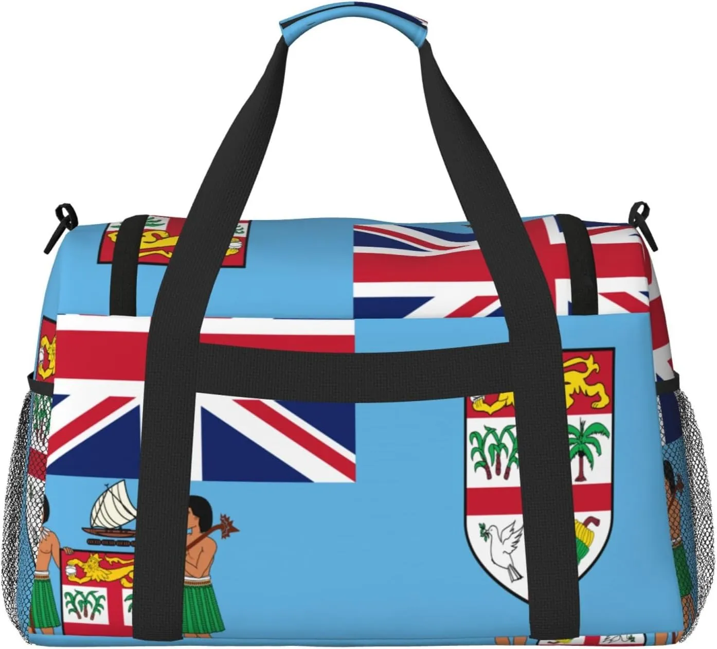 Flag Of Fiji Travel Duffel Bag Large Foldable Waterproof Overnight Bag For Beach Swim Bags Pool Sports Gym