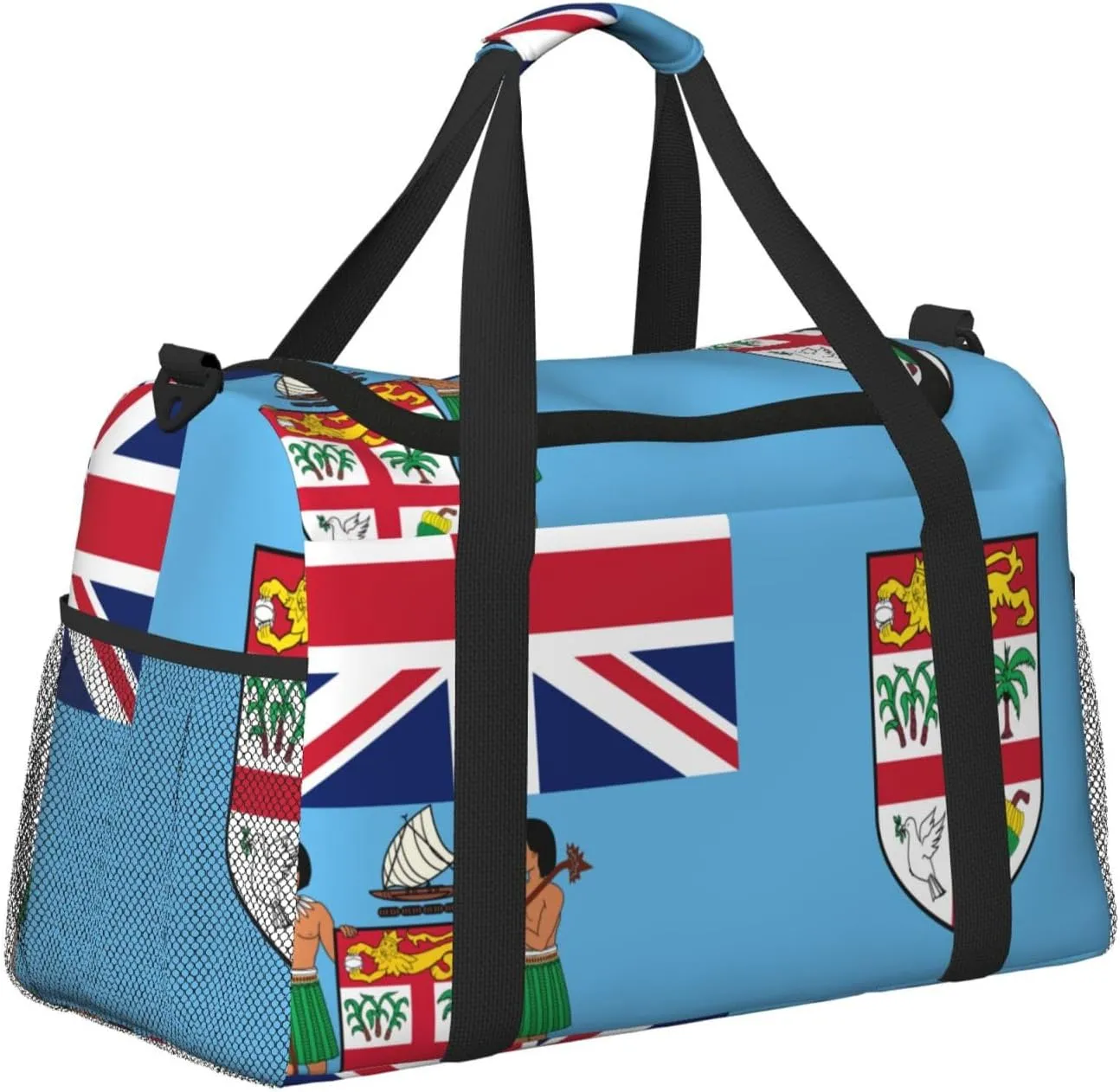 Flag Of Fiji Travel Duffel Bag Large Foldable Waterproof Overnight Bag For Beach Swim Bags Pool Sports Gym