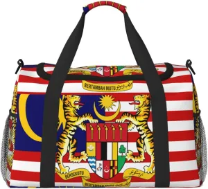 Flag Of Malaysia Travel Duffel Bag Large Foldable Waterproof Overnight Bag For Beach Swim Bags Pool Sports Gym