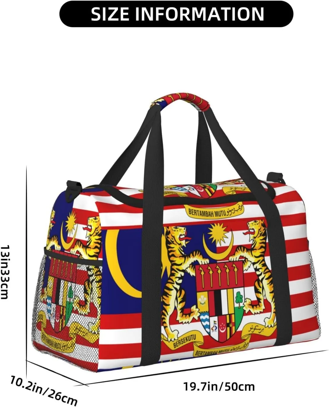 Flag Of Malaysia Travel Duffel Bag Large Foldable Waterproof Overnight Bag For Beach Swim Bags Pool Sports Gym