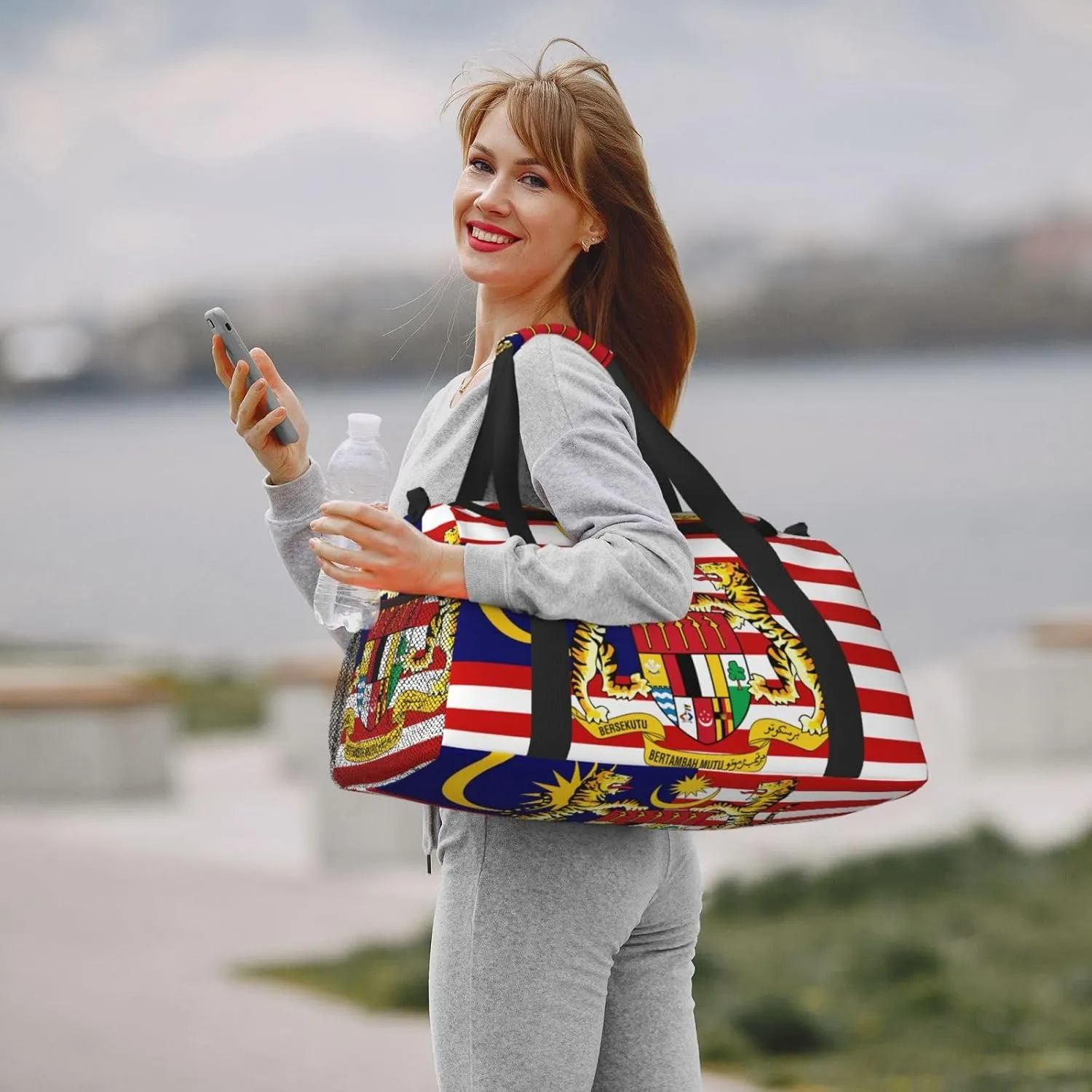 Flag Of Malaysia Travel Duffel Bag Large Foldable Waterproof Overnight Bag For Beach Swim Bags Pool Sports Gym