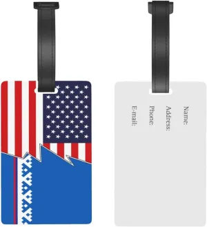 Flag of Yamal-Nenets Autonomous District and America Luggage Tags for Suitcases Travel Tags ID Labels for Women Men Travel Bag Luggage Accessories