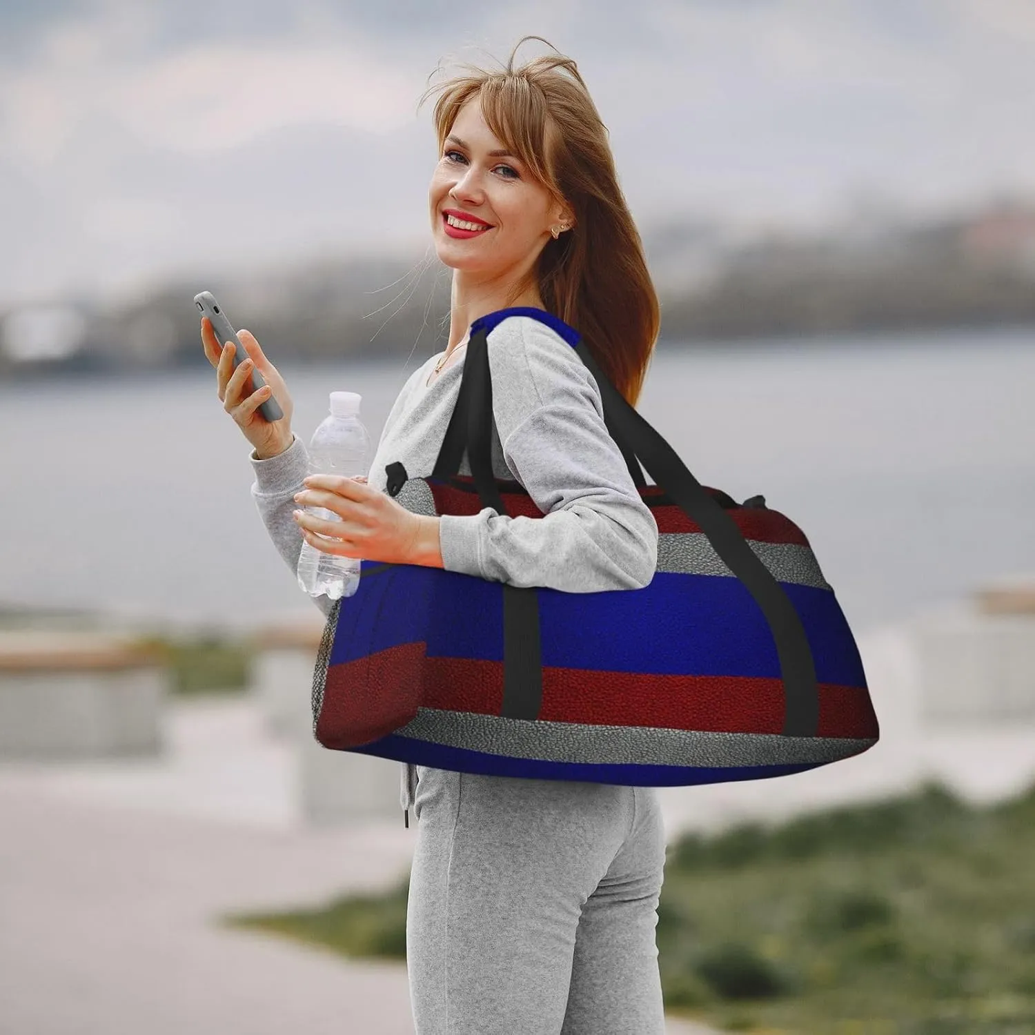 Flag Russian Travel Duffel Bag Large Foldable Waterproof Overnight Bag For Beach Swim Bags Pool Sports Gym