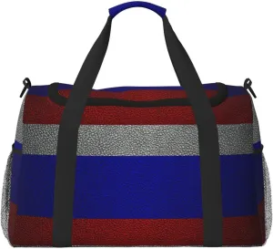 Flag Russian Travel Duffel Bag Large Foldable Waterproof Overnight Bag For Beach Swim Bags Pool Sports Gym