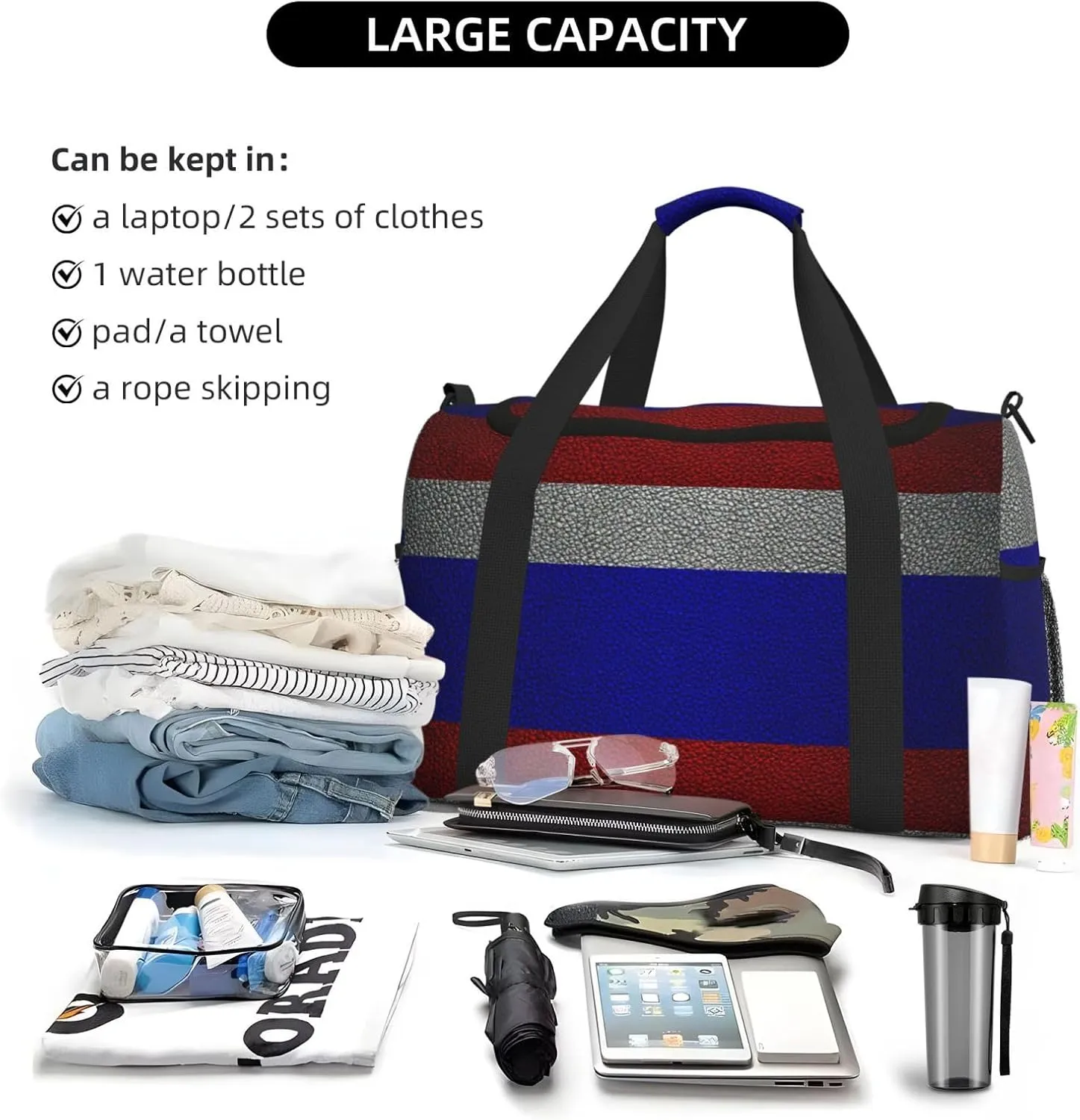 Flag Russian Travel Duffel Bag Large Foldable Waterproof Overnight Bag For Beach Swim Bags Pool Sports Gym