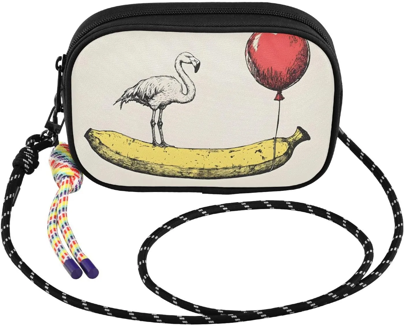 Flamingo Banana Red Balloon Crossbody Bag for Women Cell Phone Purses Women's Small Shoulder Handbags Wallet Purse with Strap