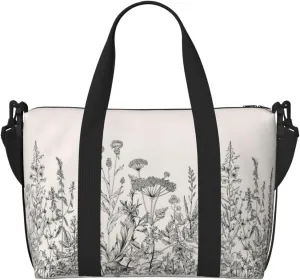 Floral Herbs Botanical Engraving print Handbag Oxford shoulder bag casual shoulder bag weekend bag large capacity storage bag
