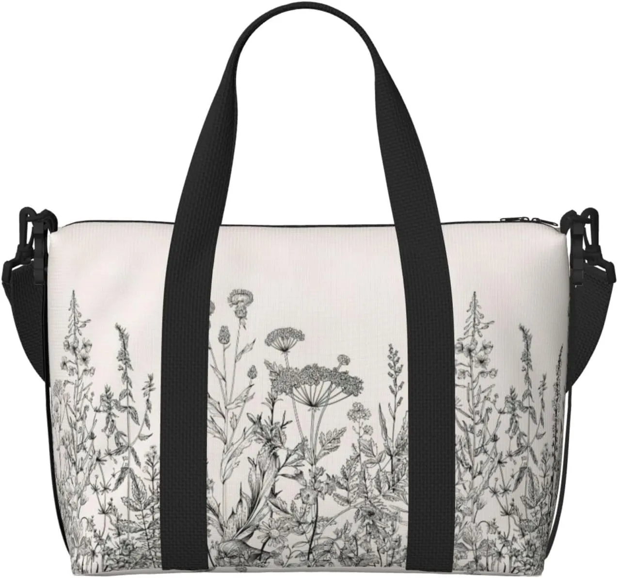 Floral Herbs Botanical Engraving print Handbag Oxford shoulder bag casual shoulder bag weekend bag large capacity storage bag