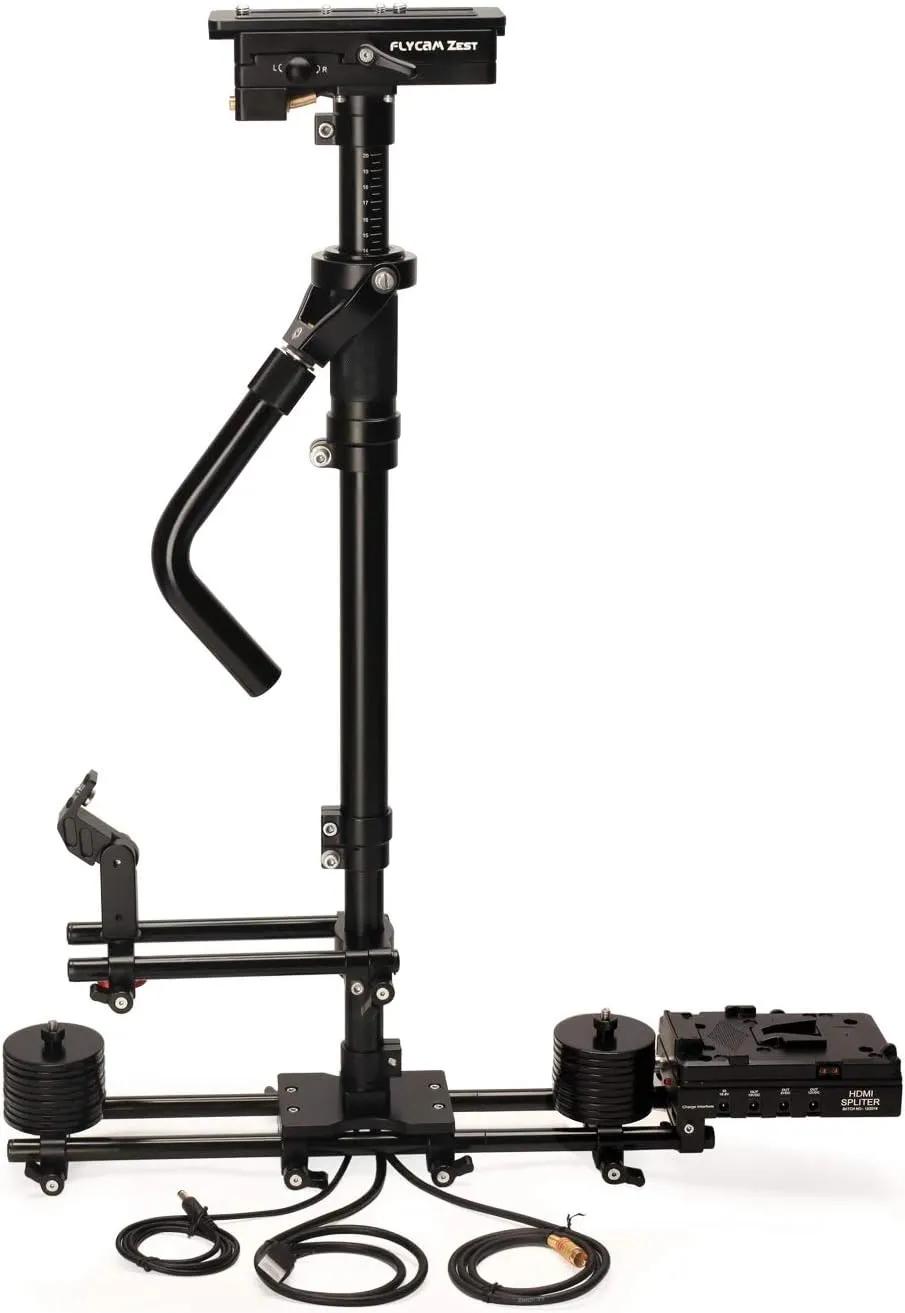 FLYCAM Zest Pro Video Camera Stabilizer with Power Connections. V-Mount. Axis Ball Bearing Rotational Control. 24 to 39" Height-Adjustable Center Post. Payload: 5-15kg / 11-33lb (ST-ZEST-PRO-02)