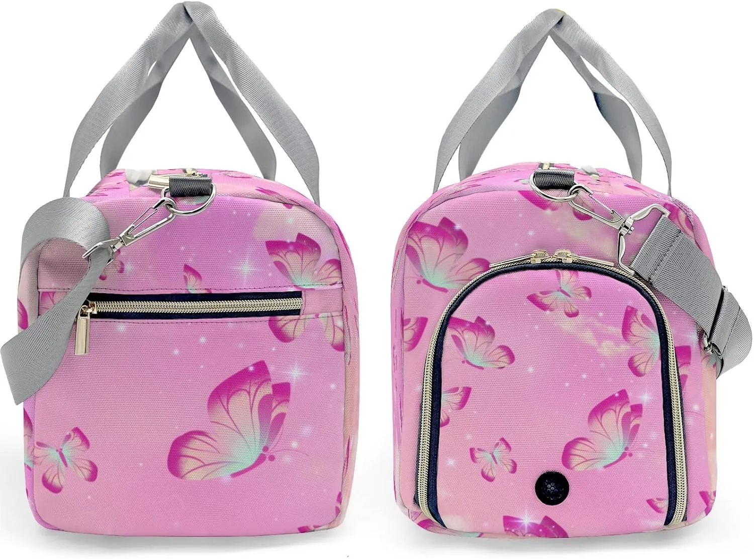 Flying Butterfly Personalized Sport Duffel Bag Custom Name Travel Gymnastics Sports Gym Dance Training Weekend Bag for Women Men