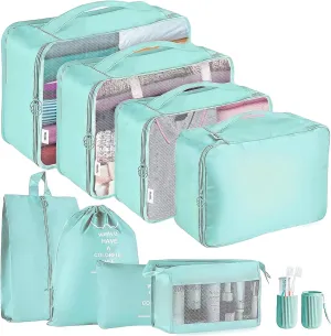 Foldable 9-Piece Waterproof Travel Packing Bags,for Clothes Shoe makeup toiletries Storage