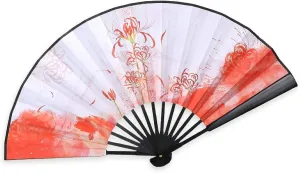 Folding Fan Handheld - Manjusawa Flower Antiquity Handmade Fan,Chinese Japanese Style Vintage Hanfu Craft Fan For Home Wedding Dance Party Decor