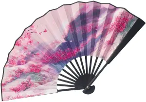 Folding Fan Handheld - Ten Miles Tao Lin Plant Antiquity Handmade Fan,Chinese Japanese Style Vintage Hanfu Craft Fan For Home Wedding Dance Party Decor