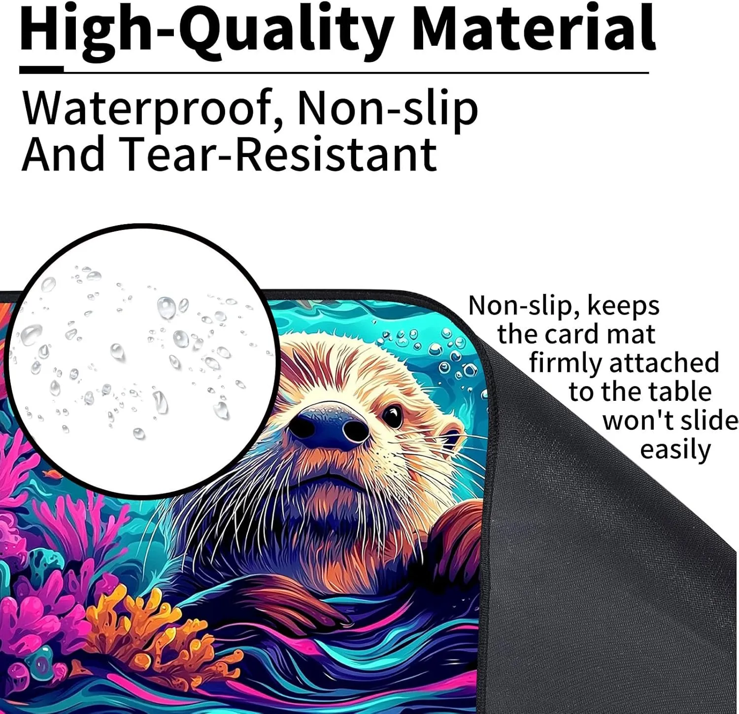 for MTG Playmat, Cute Otter Premium for Magic The Gathering Mat with Beautiful Patterns & Storage Bag for Game Players, 24 x 14 Inch for Card Game Mat